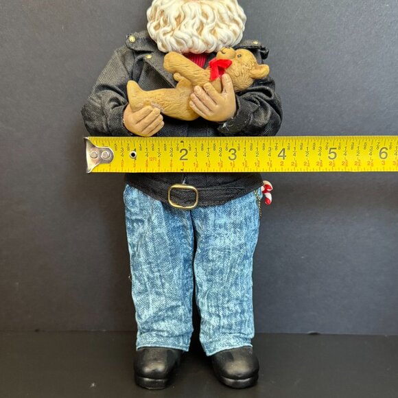 1997 Clothtique Possible Dreams Easy Ridin Santa Figure In Biker Jacket & Jeans - Picture 12 of 16